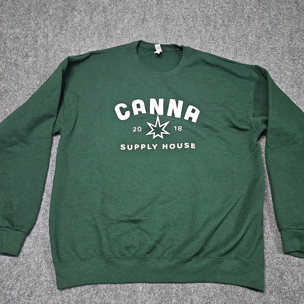Canna Supply House Sweatshirt Mens XL‎ Green Cannabis 420 Pullover Streetwear